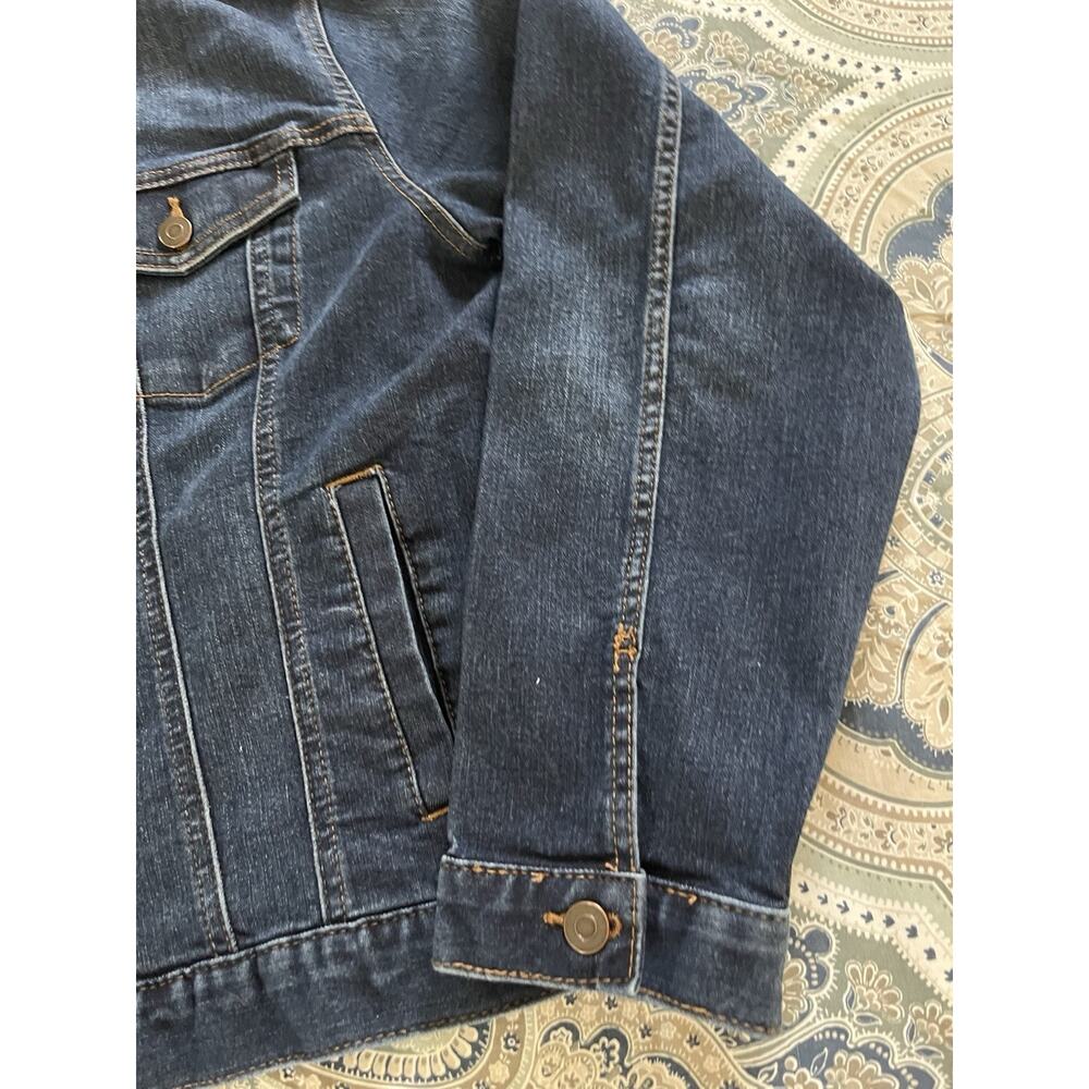 Custom Embroidered Denim Jacket Time & Tru XL Boho Mushroom Garden Fern Design - Picture 5 of 7